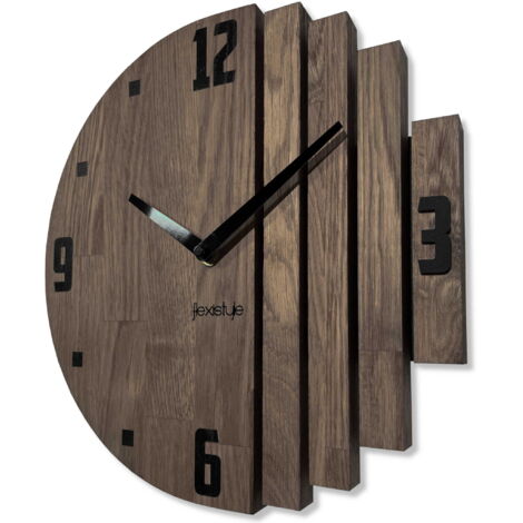 Wanduhr aus Holz, asymmetrisch, 30 cm, Eichenbraun