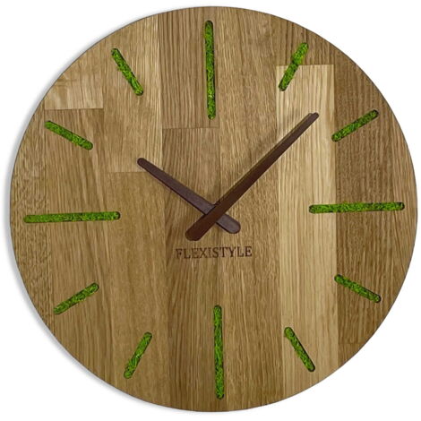 Wanduhr aus Holz „Flechtenmoos“