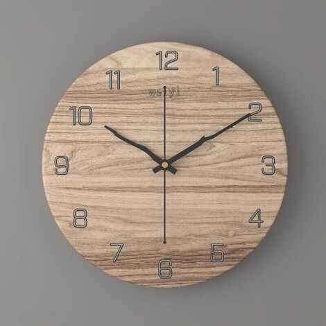 Wanduhr aus Metall, 30 cm große Wanduhr, nicht tickende Wanduhr, moderne Wanduhr, Vintage-Wanduhr, Wohnzimmer, Schlafzimmer, Küche, Kinderzimmer, Büro, Kinder, Wanduhr mit Goldrand (aus Holz)