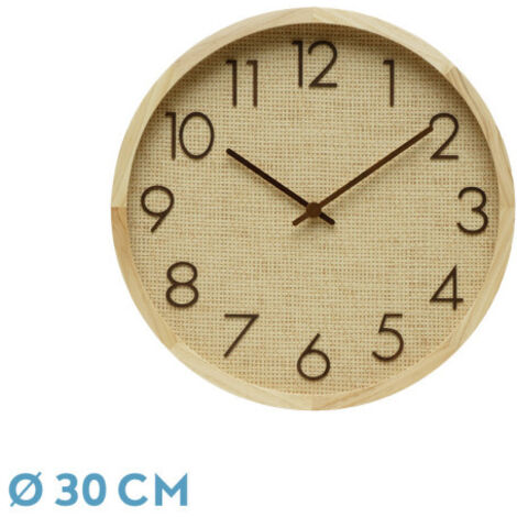 Wanduhr de GRENOBLE Buche natur Raffia 30x30x4 cm kontinuierliche Bewegung