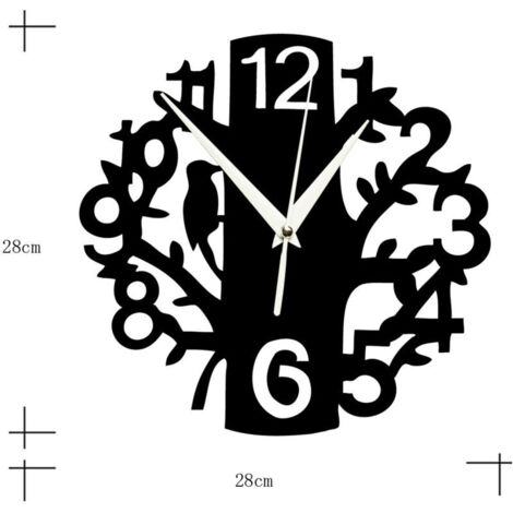 Wanduhr, Dekorative Uhr, Schwarz, MDF-Holz, Moderner Stil, Analog, Wohnzimmer – Maße: 30 x 30 cm