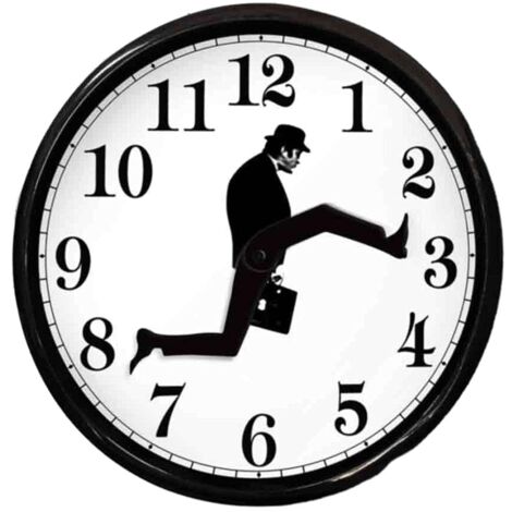 Wanduhr „Ministry of Silly Walks“, Glaswanduhr, geräuschlos, runde Uhr, Wanduhr für Hotel-Wohnzimmerdekoration