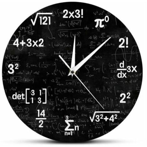 Wanduhr mit mathematischem Motiv, Uhr für Mathematik-Absolventen, Geschenk für Kinder, Uhr mit mathematischen Formeln, Symboluhr, Raumdekoration, Wohnzimmer-Wanddekoration, Uhr & Armbanduhr