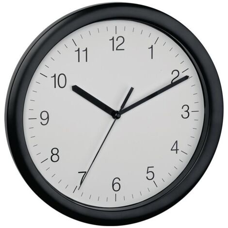 Wanduhr Quarzuhr Kunststoff schwarz Ø 254 mm 1,5 V Zahlen