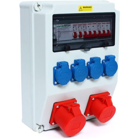 Wandverteiler, 32 A, 16 A, 230 V, CEE, Baustromverteiler, Wandsteckdosenverteiler, Feuchtraumverteiler für Baustellen