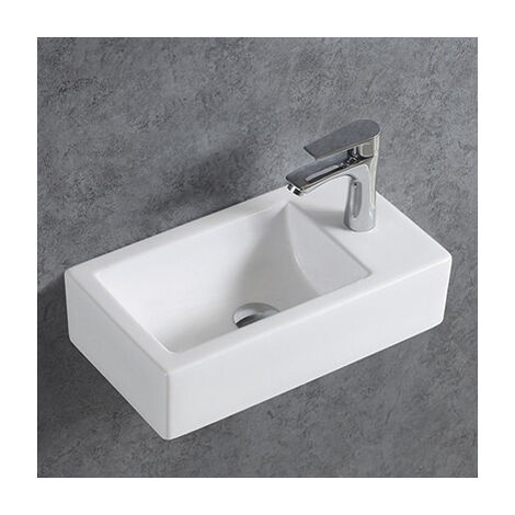 Wandwaschbecken Bernstein KW302 Keramik 45,5x25x12cm Weiß glänzend ohne Ablaufgarnitur Ablagefläche rechts