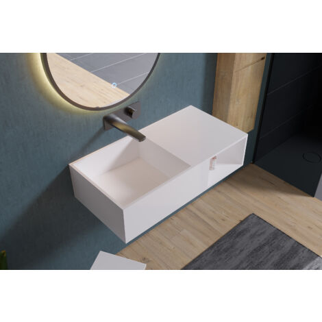 Wandwaschbecken Bernstein PB2037 Mineralguss 80x40x20cm Weiß