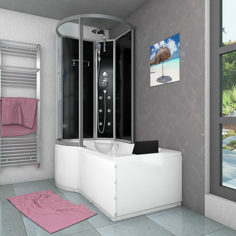 Wanne Duschtempel Badewanne Dusche Duschkabine K50 R30 98x170cm OHNE 2K Scheiben Versiegelung  - Onlineshop ManoMano