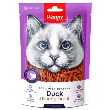 Wanpy Cat  Jerky Strips - Delicate strisce di anatra per gatti 80 g - Strisce di anatra 80 g