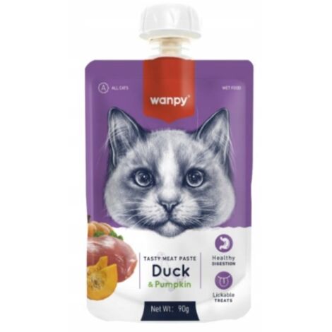 Wanpy Cat Pasta con sabor Hamburguesa cremosa para gatos 90 g - Pato y calabaza 90 g