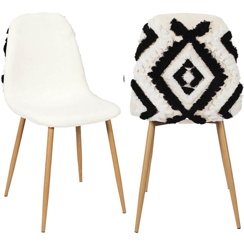 Altobuy - wap - Lot de 2 Chaises Blanches et Noires Pieds Effet Bois