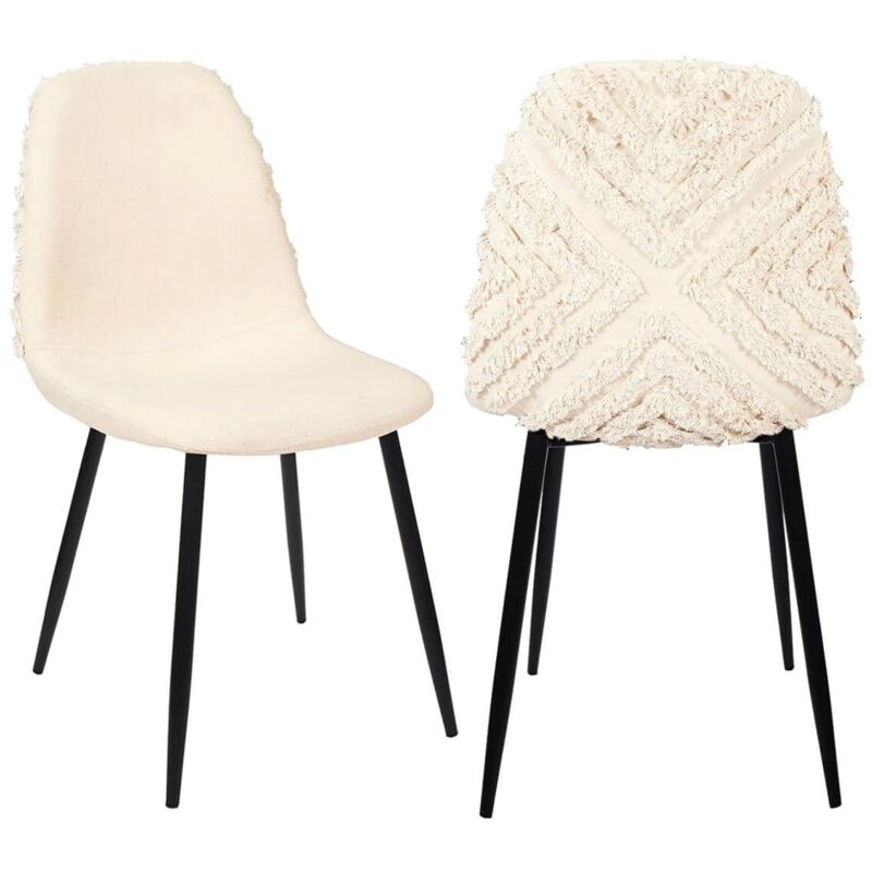 Altobuy - wap - Lot de 2 Chaises Blanches à Motifs Pieds Noirs
