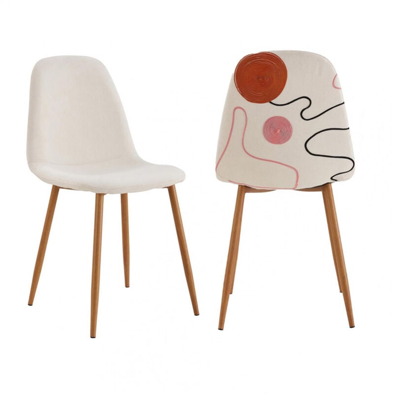 Altobuy - wap - Lot de 2 Chaises Motifs Colorés Pieds Effet Bois