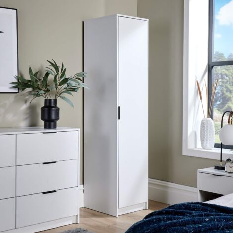 Wardrobe 1 Door Space Saving White Bedroom Home Furniture Clothing Storage Unit