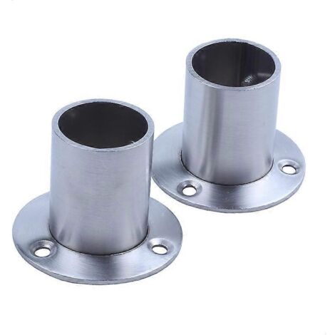Wardrobe 25mm Tube Stainless Steel Rail Rod End Support Bracket 2pcs--
