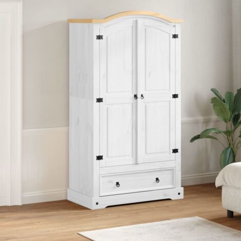 Wardrobe Corona White 102x52x186 cm Solid Wood Pine vidaXL