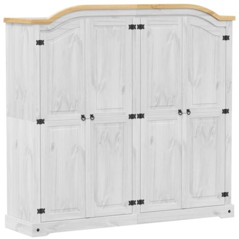 Wardrobe Corona White 194x52x186 cm Solid Wood Pine vidaXL