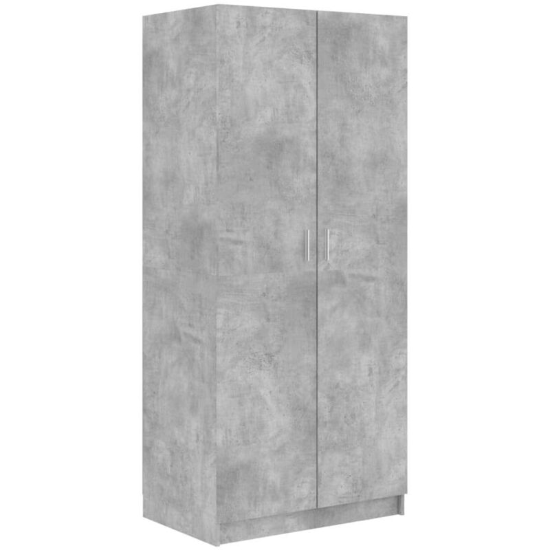 Wardrobe Concrete Grey 80x52x180 Cm Engineered Wood Vidaxl