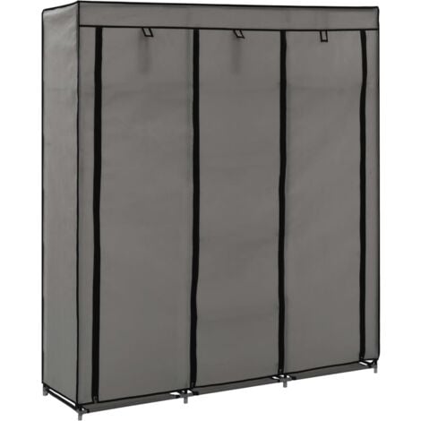 Wardrobe with Compartments and Rods Grey 150x45x175 cm Fabric