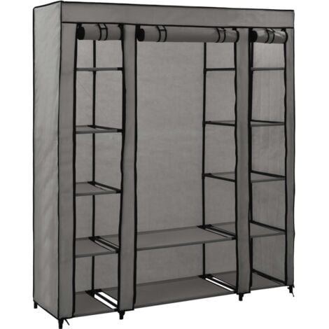Wardrobe with Compartments and Rods Grey 150x45x176 cm Fabric