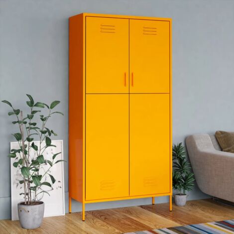 Wardrobe，Closet ，Storage Cabinet Mustard Yellow 90x50x180 cm Steel CFW36535