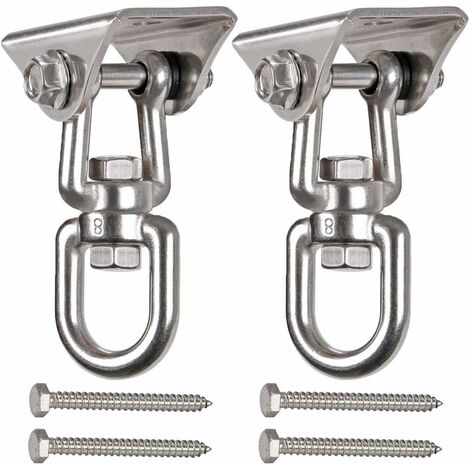 Waremaid - Ganchos de techo giratorios de 360° de acero inoxidable, 2 piezas, ganchos colgantes con tornillos para hamacas de columpio de porche de gimnasio, cuerda de silla, correas de boxeo, asiento