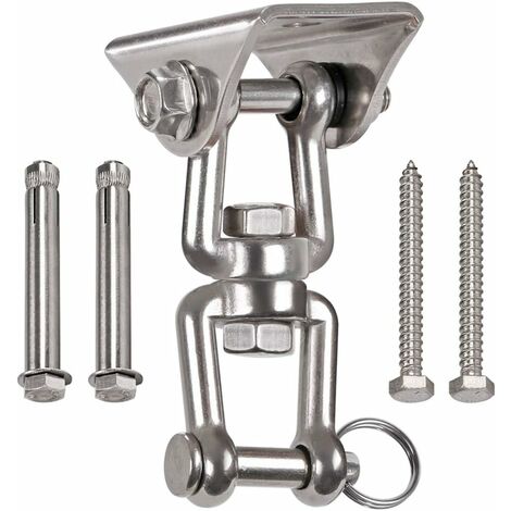 Waremaid Ganchos de techo giratorios de acero inoxidable de 360°, ganchos colgantes que se pueden abrir con tornillos para columpio de porche, hamacas de gimnasio, cuerdas para sillas, correas de boxe