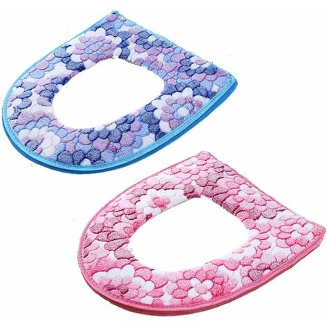 Warm plus velvet toilet seat can be washed and reused (blue + pink