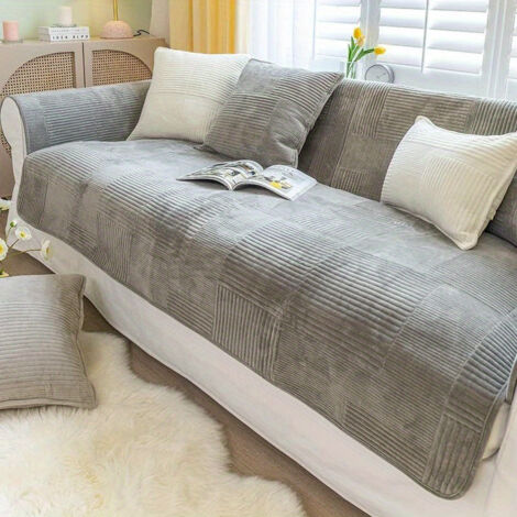Warm Super Soft Short Plush Fleece Blanket, Sofa/Couch Cover, Sofa Throw Blanket, Sofa Protection, for Dog/Cat, for 1, 2, 3-Seater, L Shape, U-Shape, Corner Sofa,Grey