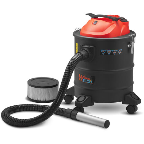 Warm Tech – Aspirateur à cendre 1200W 20L – Filtre HEPA – Puissance d'aspiration 18Kpa – Fonction soufflerie et décolmatage – Roues pour mobilité
