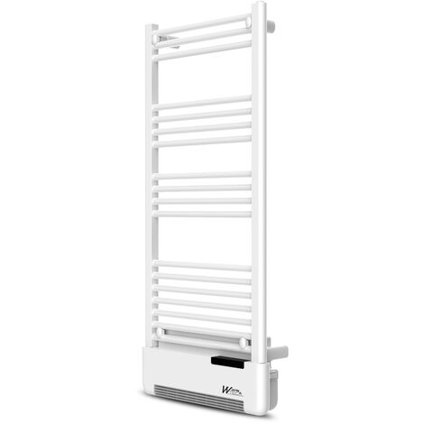 Warm Tech – Radiateur sèche serviettes mixte 750W avec soufflerie 1000W – Thermostat réglable 5-35° – Timer 0-9H – Détection fenêtre ouverte