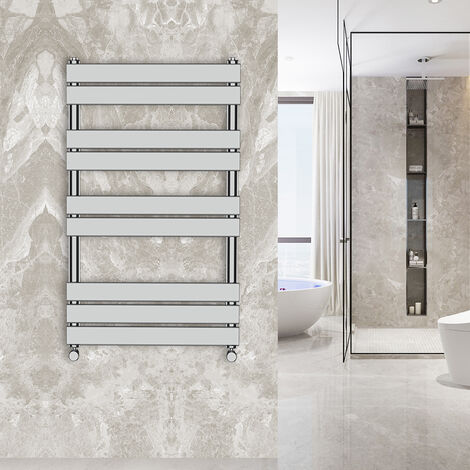 WarmeHaus 1000x600mm Flat Panel Heated Towel Rail Central Heating Towel Warmer for Bathroom Kitchen Chrome