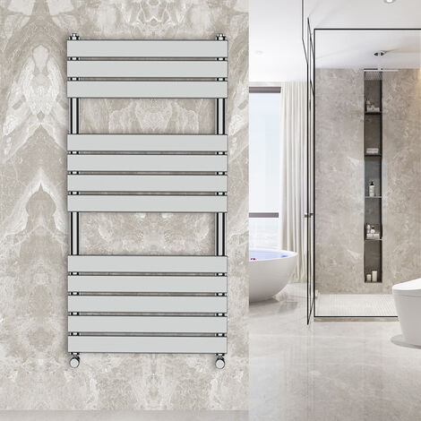 WarmeHaus 1200x600mm Flat Panel Heated Towel Rail Central Heating Towel Warmer for Bathroom Kitchen Chrome