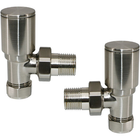 Warmehaus 15mm Pair of Radiator Valve Angled Satin Nickel