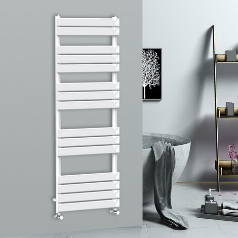 WarmeHaus 1600x600mm Flat Panel Heated Towel Rail Central Heating Towel Warmer for Bathroom Kitchen White