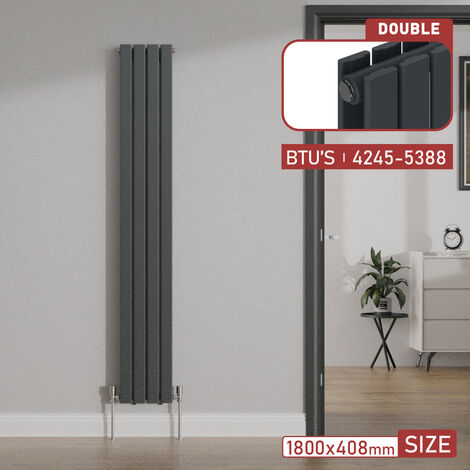 Warmehaus 1800x408mm Flat Panel Vertical Radiator Anthracite Double
