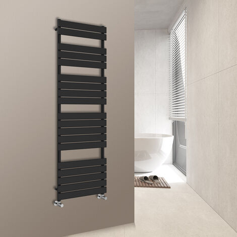 WarmeHaus 1800x600mm Flat Panel Heated Towel Rail Central Heating Towel Warmer for Bathroom Kitchen Black
