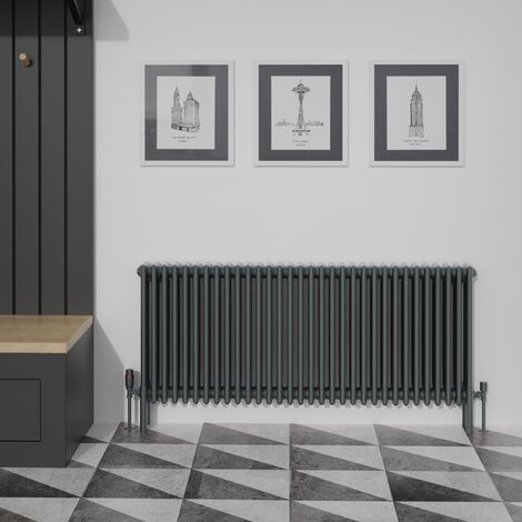 WarmeHaus 600x1460mm Traditional 4 Column Anthracite Radiator