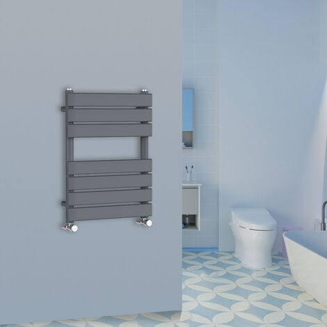 WarmeHaus 650x500mm Flat Panel Heated Towel Rail Central Heating Towel Warmer for Bathroom Kitchen Anthracite