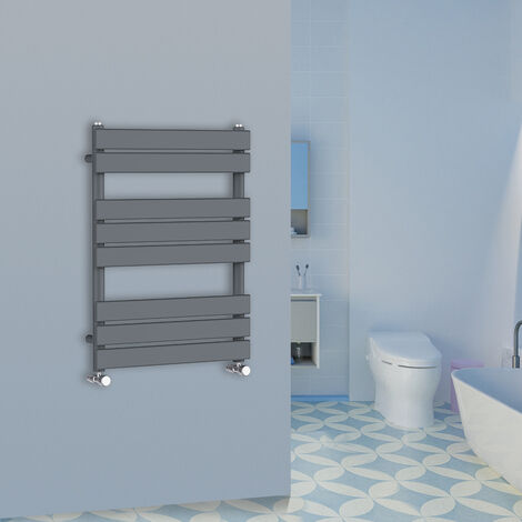 WarmeHaus 800x600mm Flat Panel Heated Towel Rail Central Heating Towel Warmer for Bathroom Kitchen Anthracite