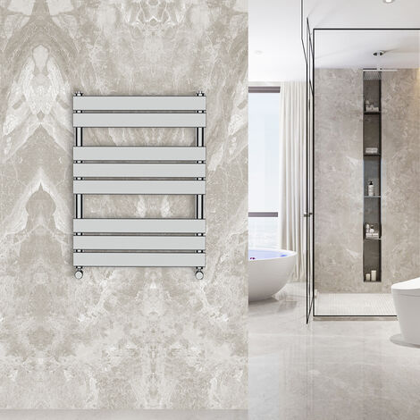 WarmeHaus 800x600mm Flat Panel Heated Towel Rail Central Heating Towel Warmer for Bathroom Kitchen Chrome