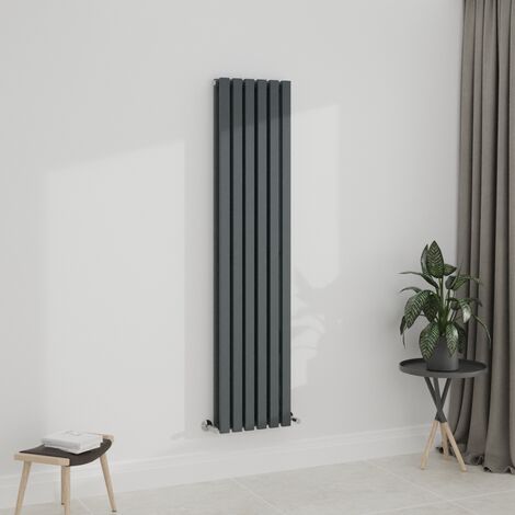 WarmeHaus Anthracite 1800x410mm Radiator Double Grey Flat Panel
