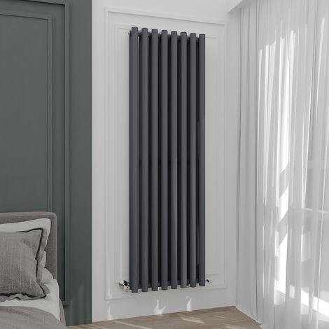 WarmeHaus Anthracite 1800x545mm Radiator Double Grey Round Panel