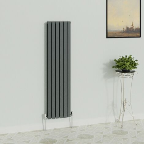 WarmeHaus Anthracite Double Flat Panel Vertical Radiator 1600x408mm
