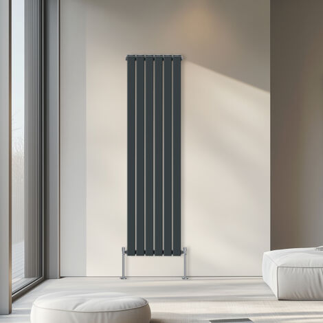 Warmehaus Anthracite Flat Panel Radiator Vertical Central Heating Double Panel 1800x408mm