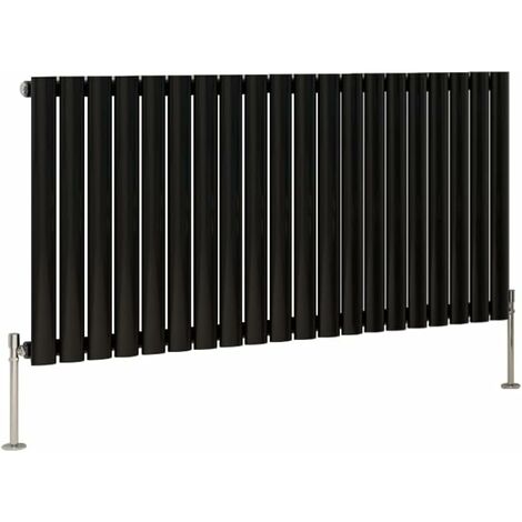 Warmehaus Black Oval Radiator Horizontal Single Panel 600x1180mm