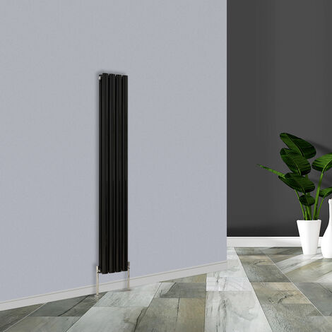 Warmehaus Black Vertical Double Oval Panel Radiator 1600x236mm