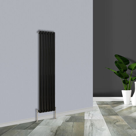 Warmehaus Black Vertical Single Oval Panel Radiator 1600x354mm
