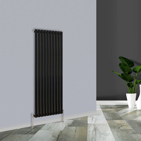 Warmehaus Black Vertical Single Oval Panel Radiator 1600x590mm