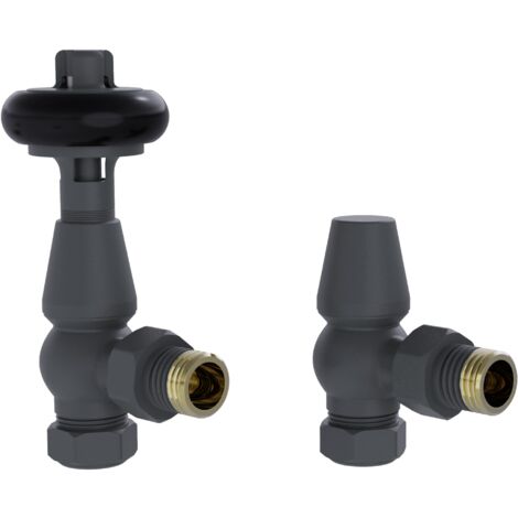 Warmehaus Chelsea Traditional Angled TRV Thermostatic Radiator Valves Anthracite